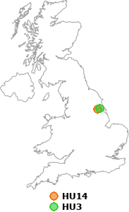 map showing distance between HU14 and HU3
