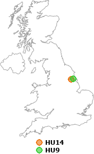 map showing distance between HU14 and HU9