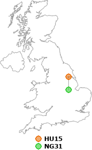 map showing distance between HU15 and NG31