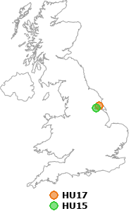 map showing distance between HU17 and HU15
