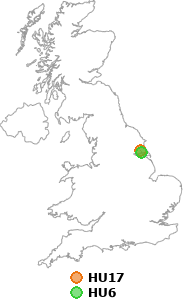 map showing distance between HU17 and HU6