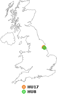 map showing distance between HU17 and HU8