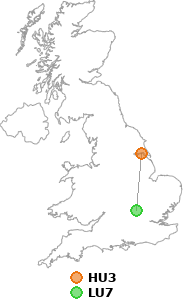 map showing distance between HU3 and LU7