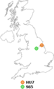 map showing distance between HU7 and S65