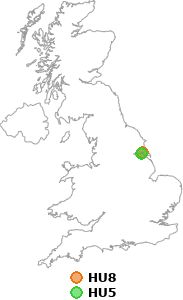 map showing distance between HU8 and HU5