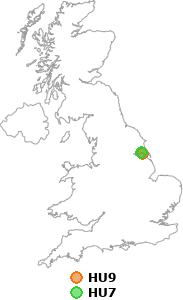 map showing distance between HU9 and HU7