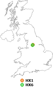 map showing distance between HX1 and HX6