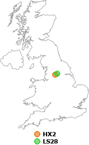 map showing distance between HX2 and LS28