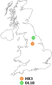 map showing distance between HX3 and DL10