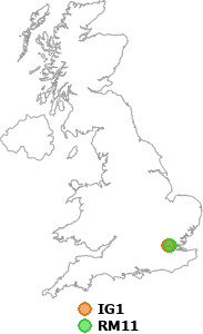 map showing distance between IG1 and RM11