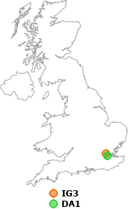 map showing distance between IG3 and DA1