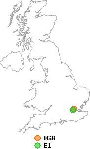 map showing distance between IG8 and E1