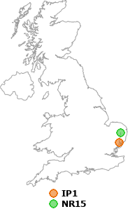 map showing distance between IP1 and NR15