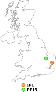 map showing distance between IP1 and PE15