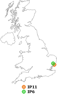 map showing distance between IP11 and IP6