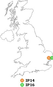 map showing distance between IP14 and IP16