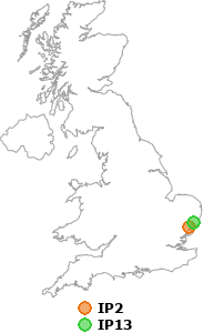 map showing distance between IP2 and IP13