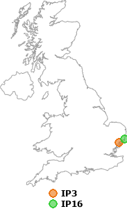 map showing distance between IP3 and IP16