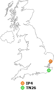 map showing distance between IP4 and TN26