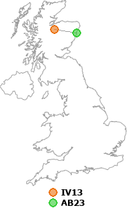 map showing distance between IV13 and AB23