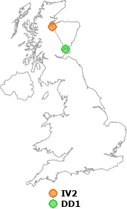 map showing distance between IV2 and DD1