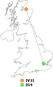 map showing distance between IV31 and IG4