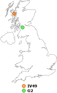 map showing distance between IV49 and G2