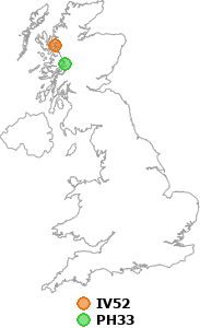 map showing distance between IV52 and PH33