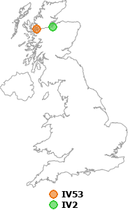 map showing distance between IV53 and IV2