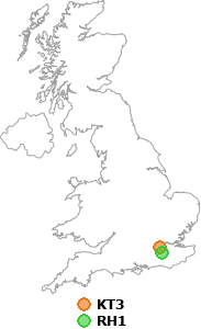 map showing distance between KT3 and RH1