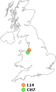 map showing distance between L14 and CH7