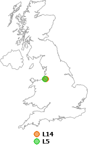 map showing distance between L14 and L5