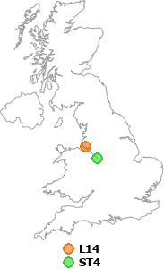 map showing distance between L14 and ST4