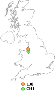 map showing distance between L30 and CH1