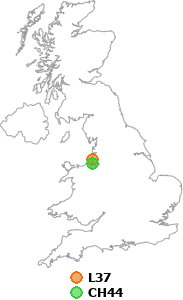 map showing distance between L37 and CH44