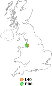 map showing distance between L40 and PR8
