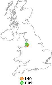 map showing distance between L40 and PR9