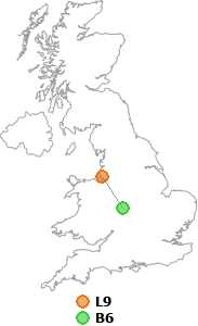 map showing distance between L9 and B6