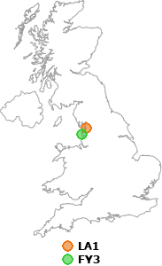 map showing distance between LA1 and FY3