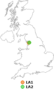 map showing distance between LA1 and LA2