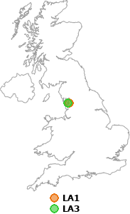 map showing distance between LA1 and LA3