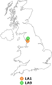 map showing distance between LA1 and LA9
