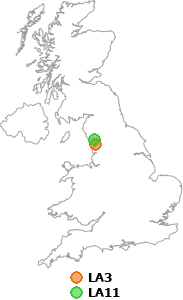 map showing distance between LA3 and LA11