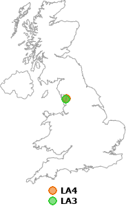 map showing distance between LA4 and LA3