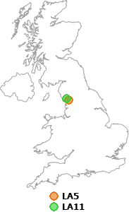 map showing distance between LA5 and LA11