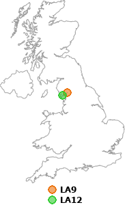 map showing distance between LA9 and LA12