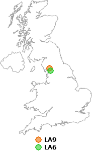 map showing distance between LA9 and LA6