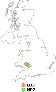 map showing distance between LD3 and NP7