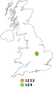 map showing distance between LE12 and LE4