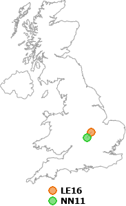 map showing distance between LE16 and NN11